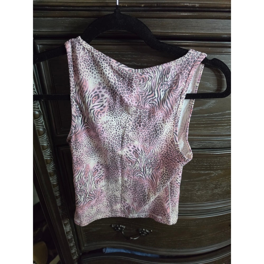 SKIMS Sleep Tank Bloom Mini Multi Animal Pink Purple Henley Crop Top TP-TNK-7930 - Picture 5 of 6
